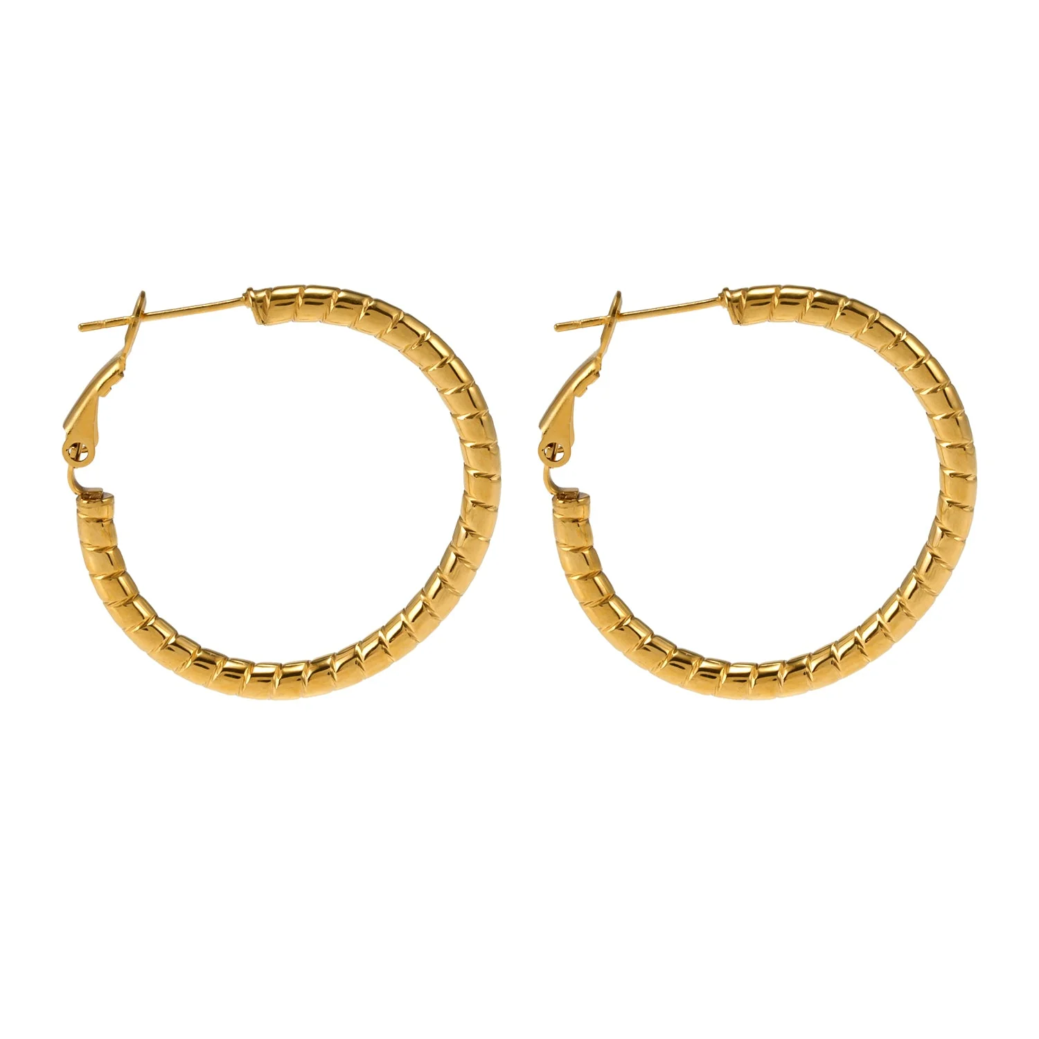 Style ETSUKO: Sculptured Reed Pattern Hoop Earrings - Image 3