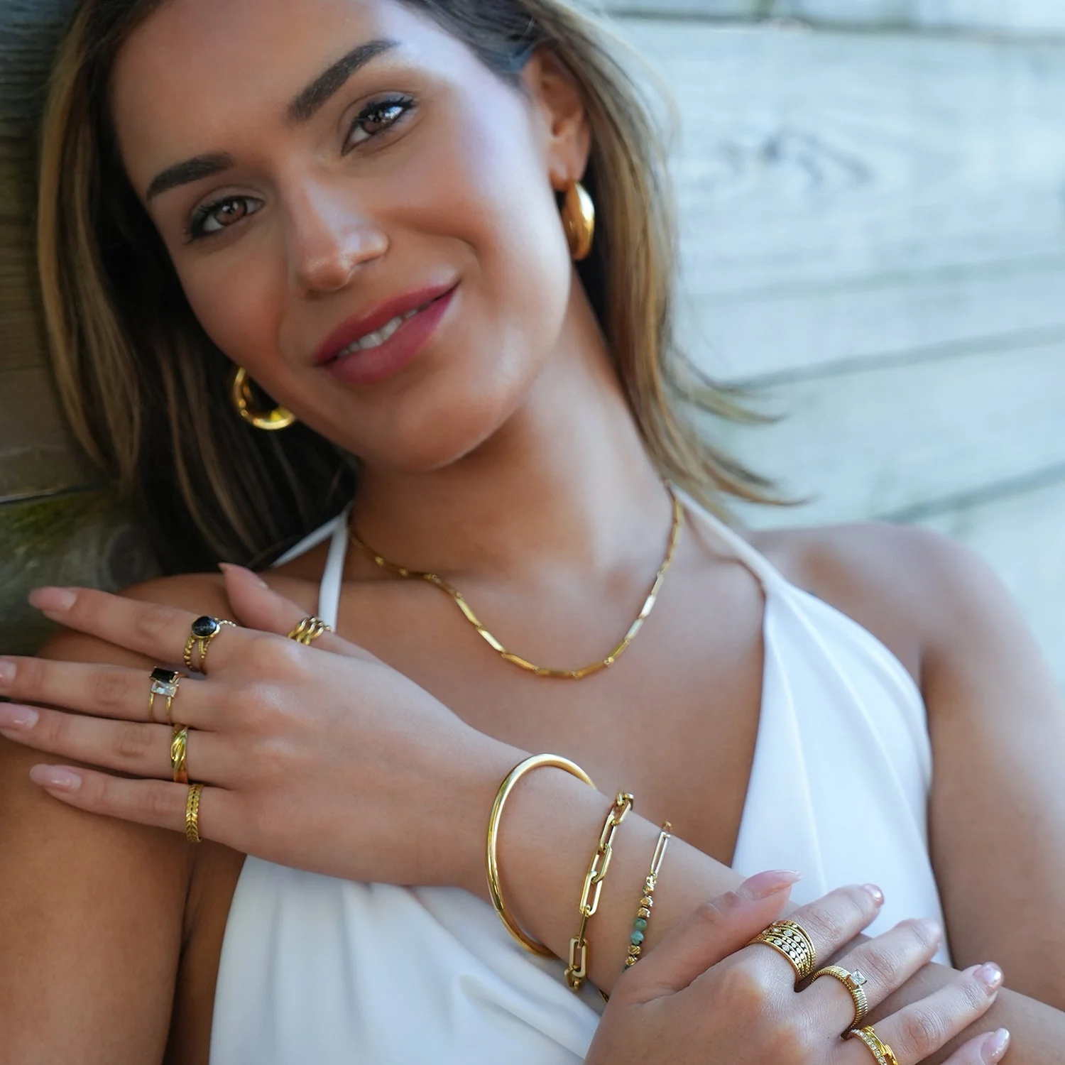 Style GALENA Gold: Twisted Hoop Style Earrings - Image 3