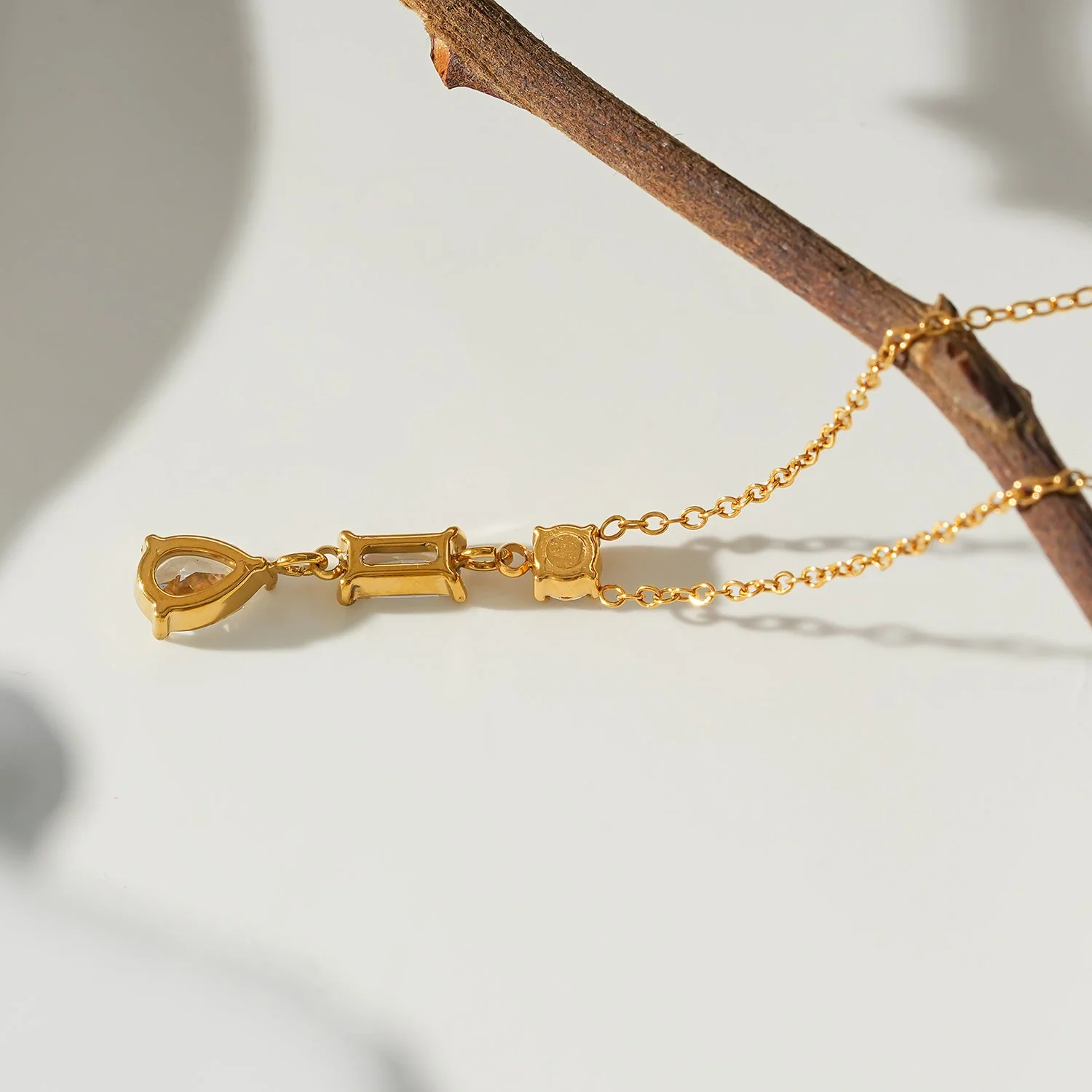 Style ROCHINA Gold:  A Trio of Zirconia Charms Pendant Chain Necklace - Image 7