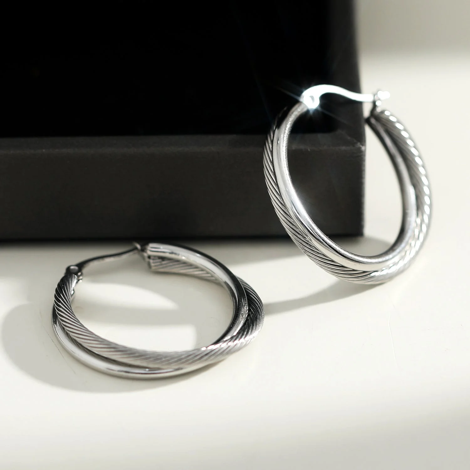 Style SAJAN: Double Hoop Silver Earrings - Image 9