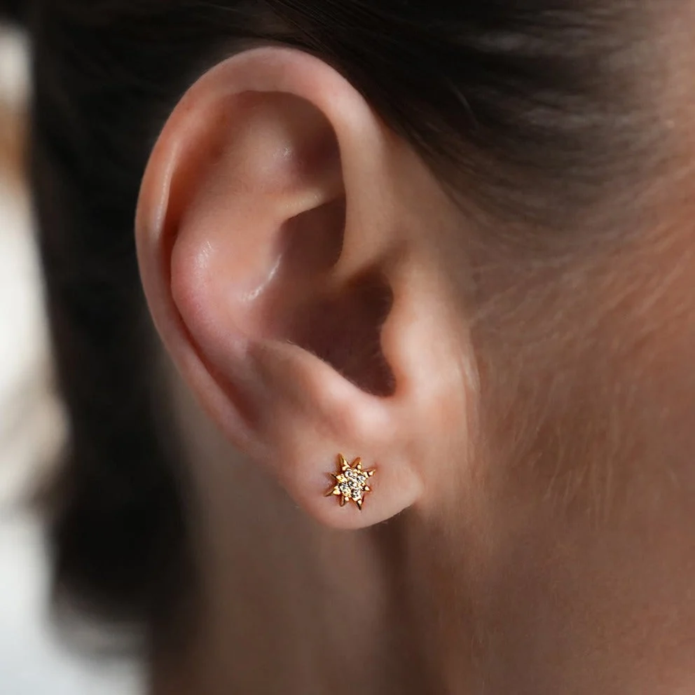 Style SARENBE Gold: 'Star Bright' Stud Earrings Gold - Image 2