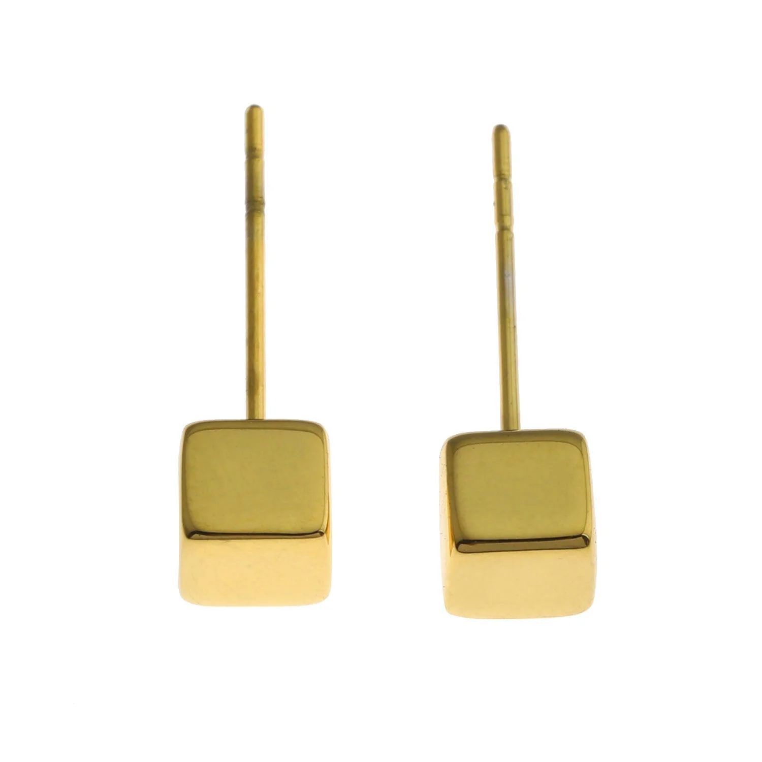 Style SYNNE: Square Bead Minimalist Stud Earrings in Gold & Silver - Image 7