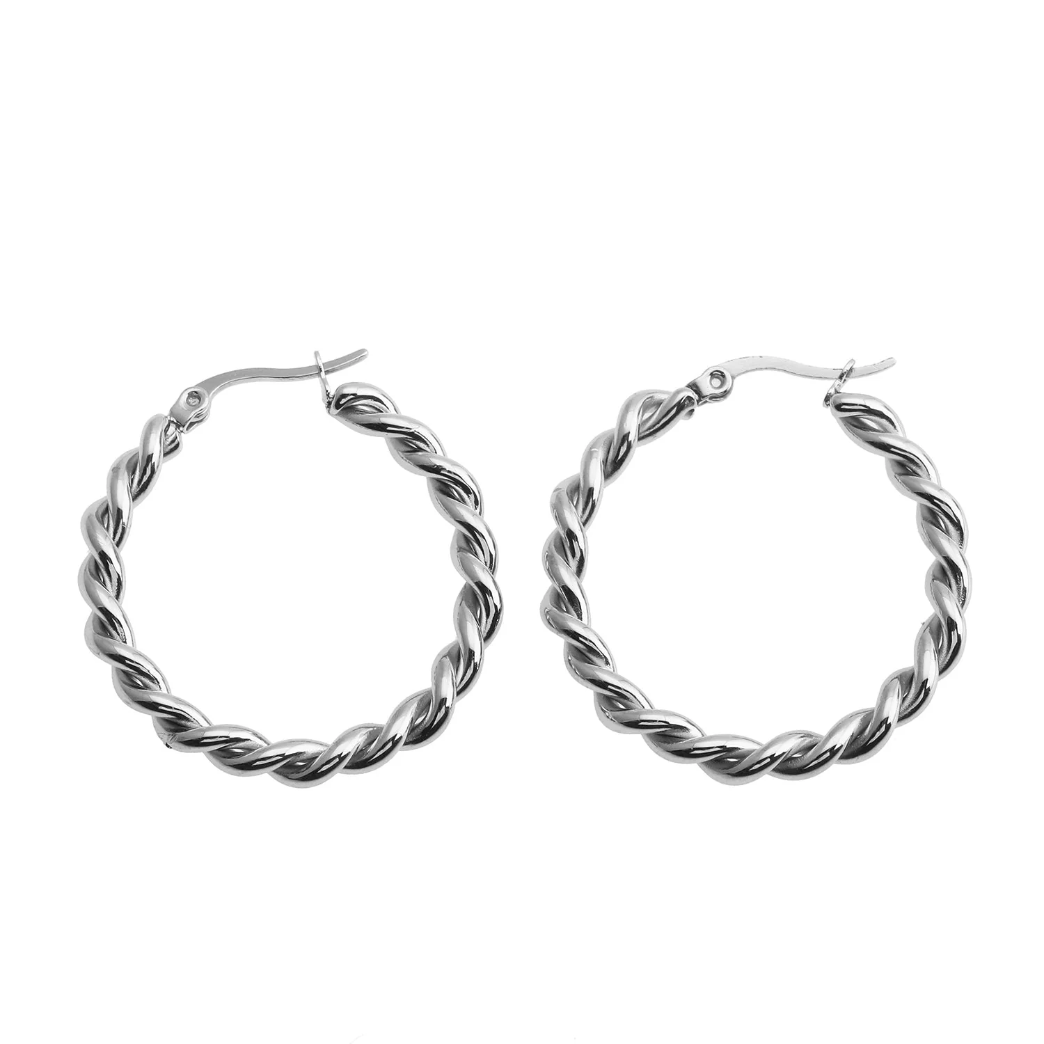 SUKI Twisted Rope Hoop Silver Earrings - Image 4