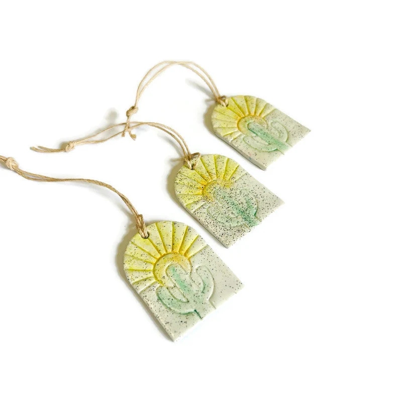 Sunrise & Cactus Ornament Handmade - Image 3