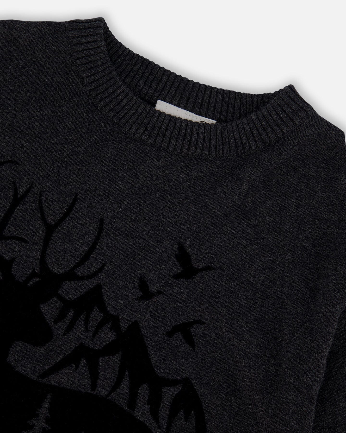 Sweater With Deer Flocking Dark Gray - Image 5
