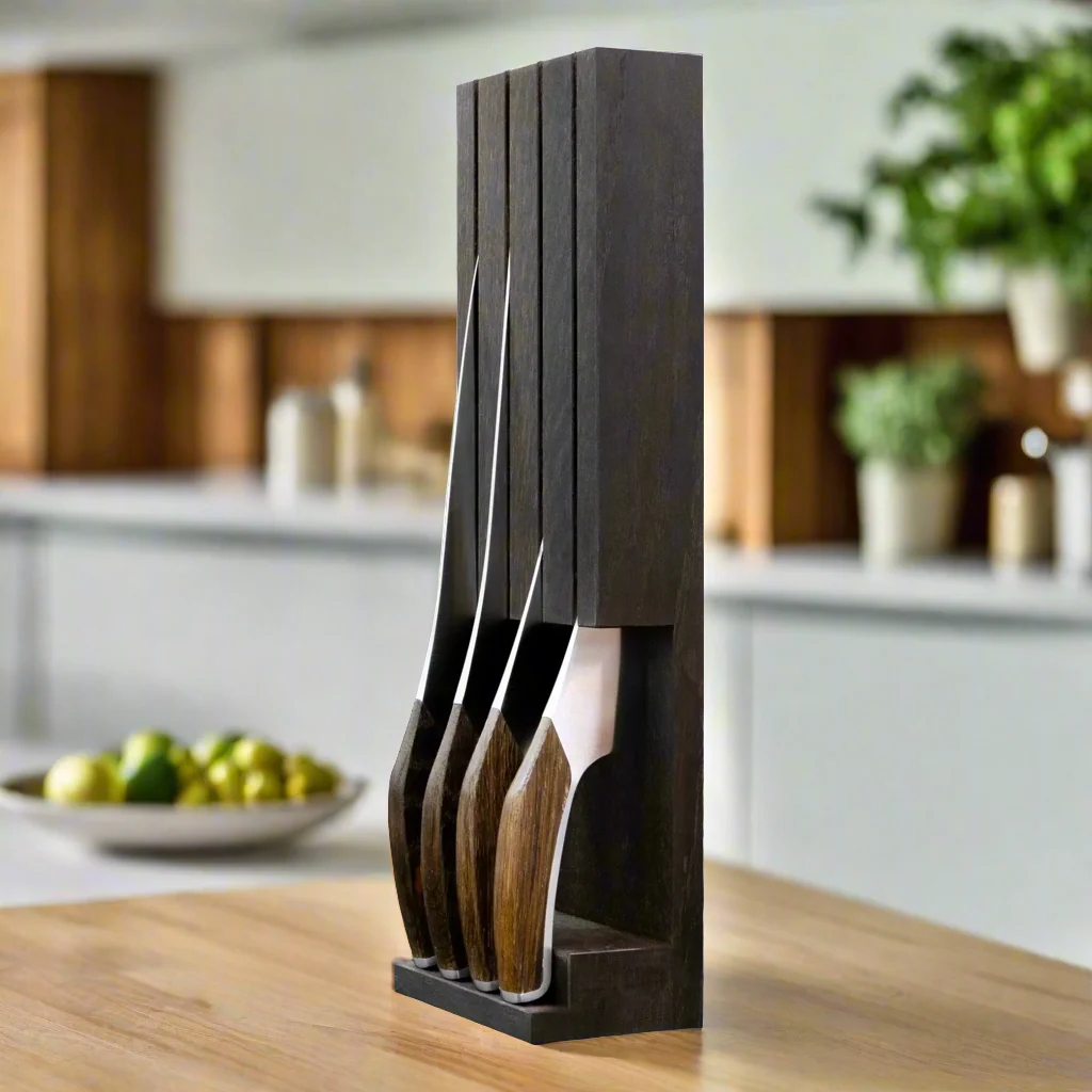 SYNCHROS | 4 piece bundle with Oak-wood Knife holder - Image 2
