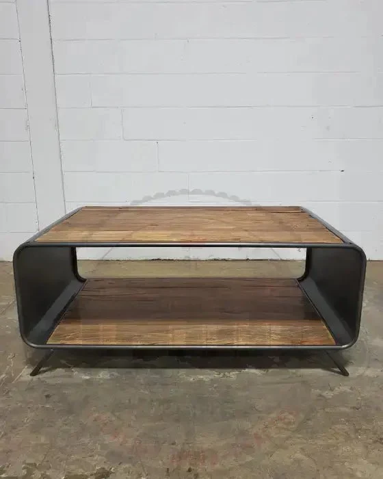 Table basse rétro bois recyclé et acier - Image 6
