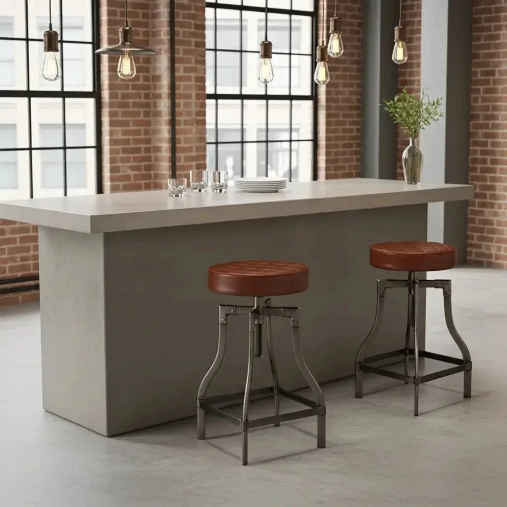 Tabouret de comptoir en cuir - Image 2