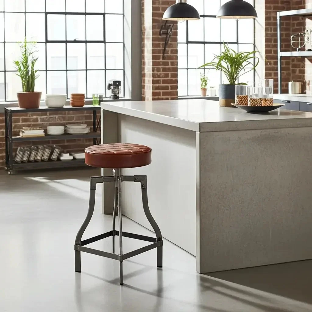 Tabouret de comptoir en cuir - Image 8