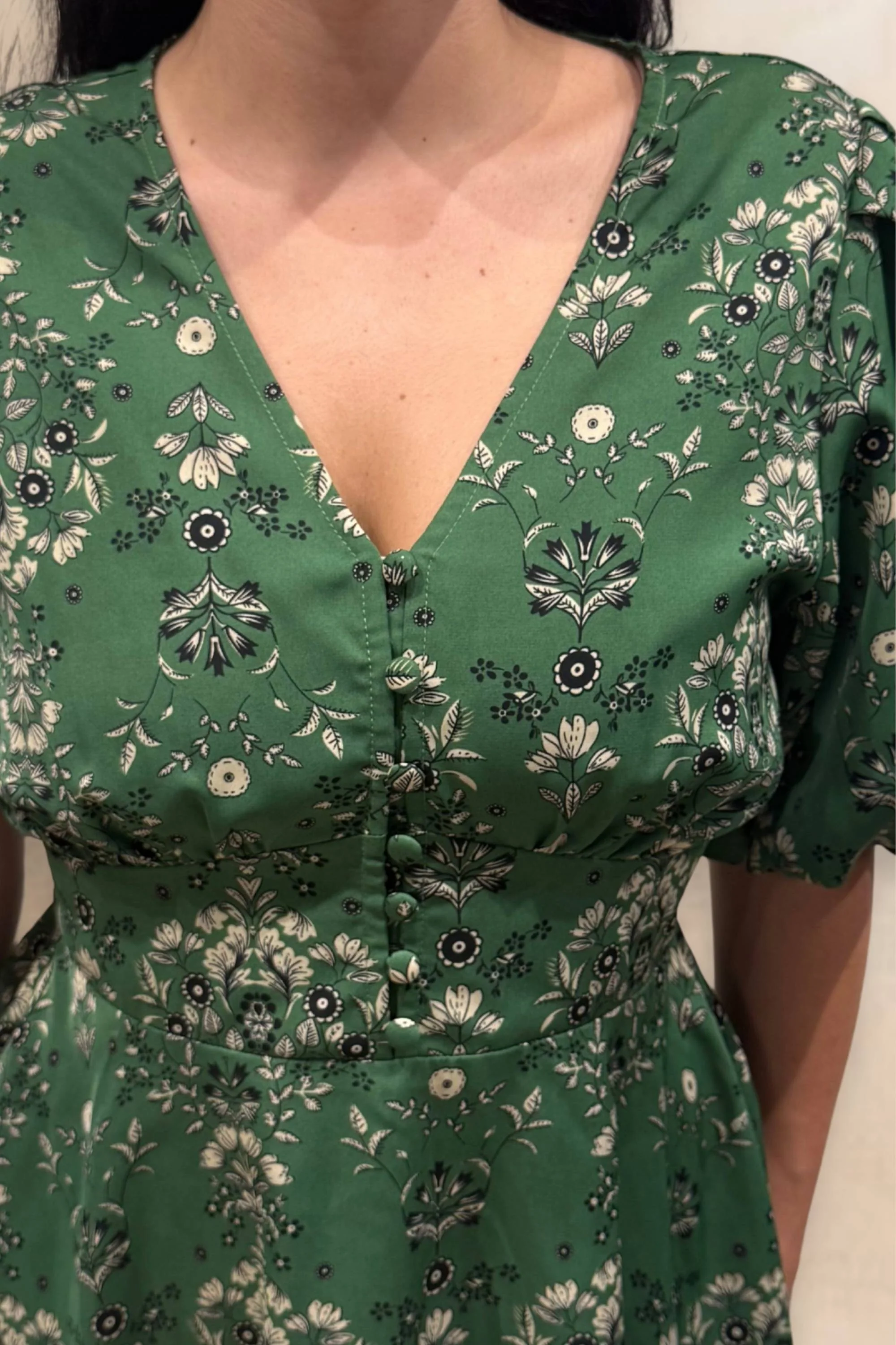 Talia Green Floral Fit & Flare Dress - Image 3