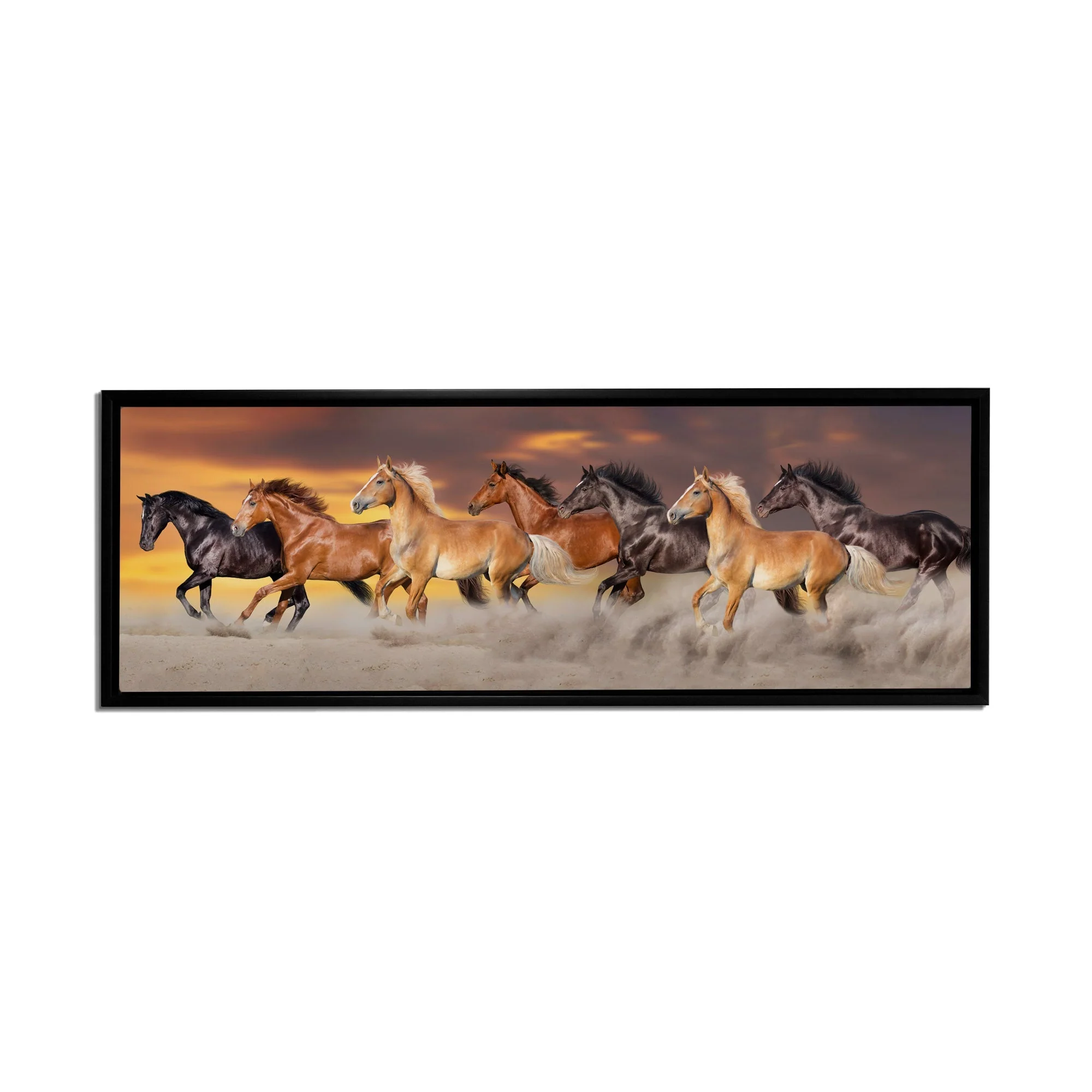 Team of Five Horses- Wildlife Canvas Art - Gold varnish - Image 10