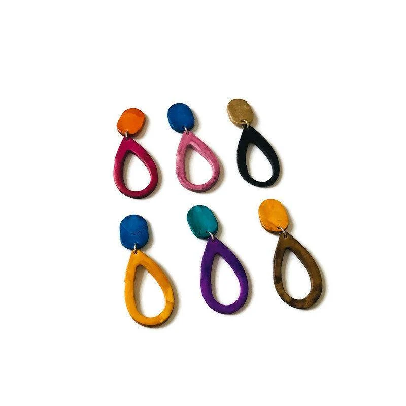Teardrop Drop Dangle Earrings in Multiple Colors- "Sandy" - Image 2