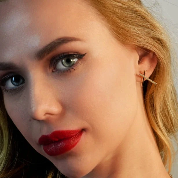 TESSA: Criss-Cross Duo Bars Stud Earrings with Zirconia Gemstones - Image 2