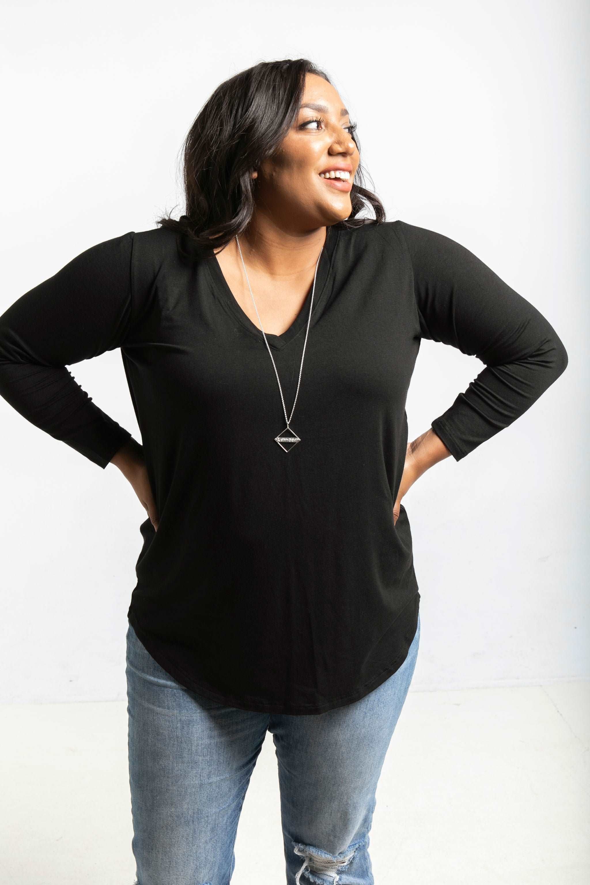 The Long Sleeve Perfect Tee in Black - Image 2