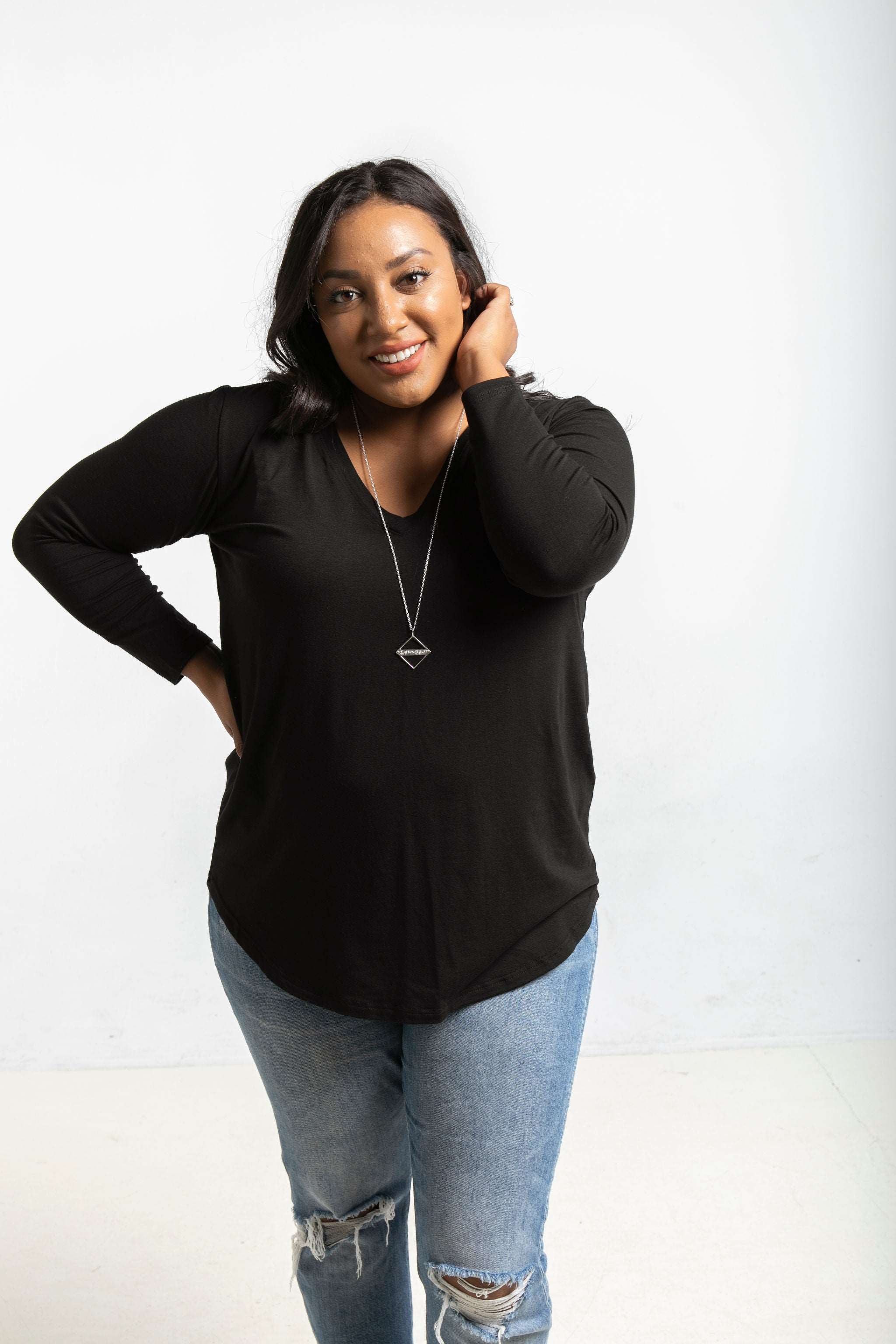 The Long Sleeve Perfect Tee in Black - Image 5