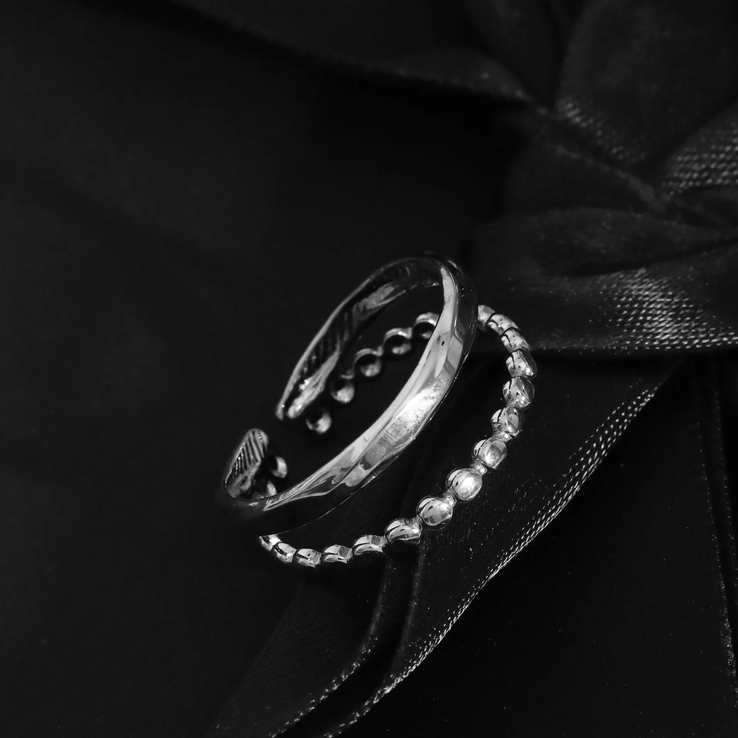 TIFFANY Double Stacked Beaded Silver Ring - Image 7