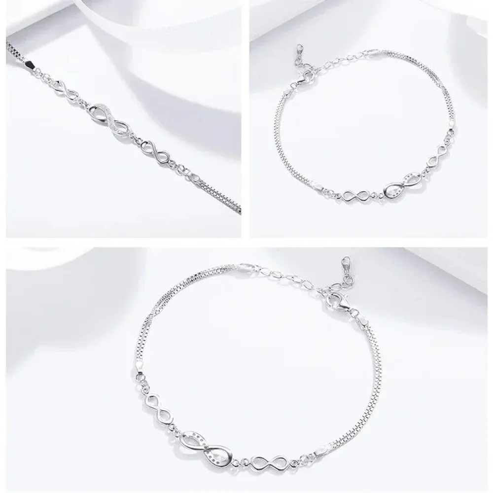 Sterling Silver Infinity Bracelet with CZ – Adjustable - Image 8