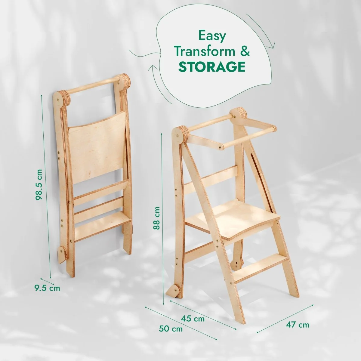 Toddler Tower: Foldable Step Stool for Toddlers - Gray - Image 2
