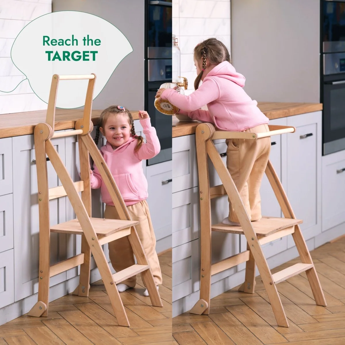 Toddler Tower: Foldable Step Stool for Toddlers - Gray - Image 6
