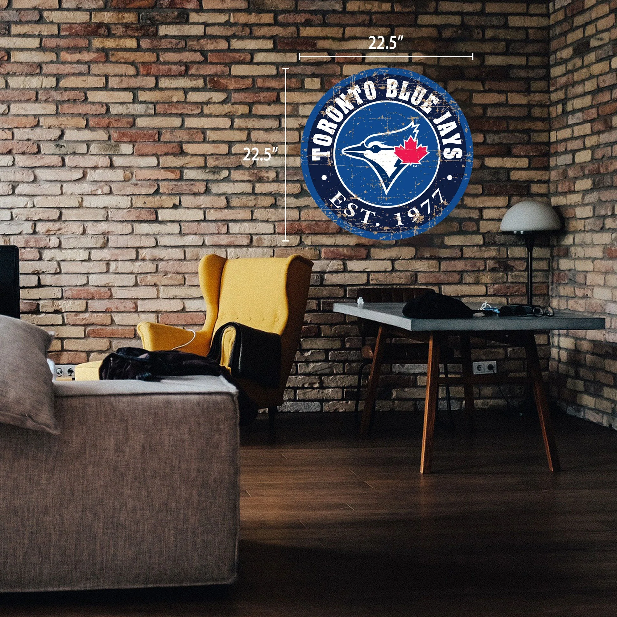 Toronto Blue Jays Sign - 22" Round Distressed - Image 2