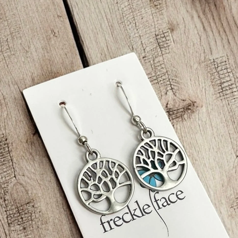 Tree Silhouette Dangle Earrings – Matte & Polished Silver Options - Image 3