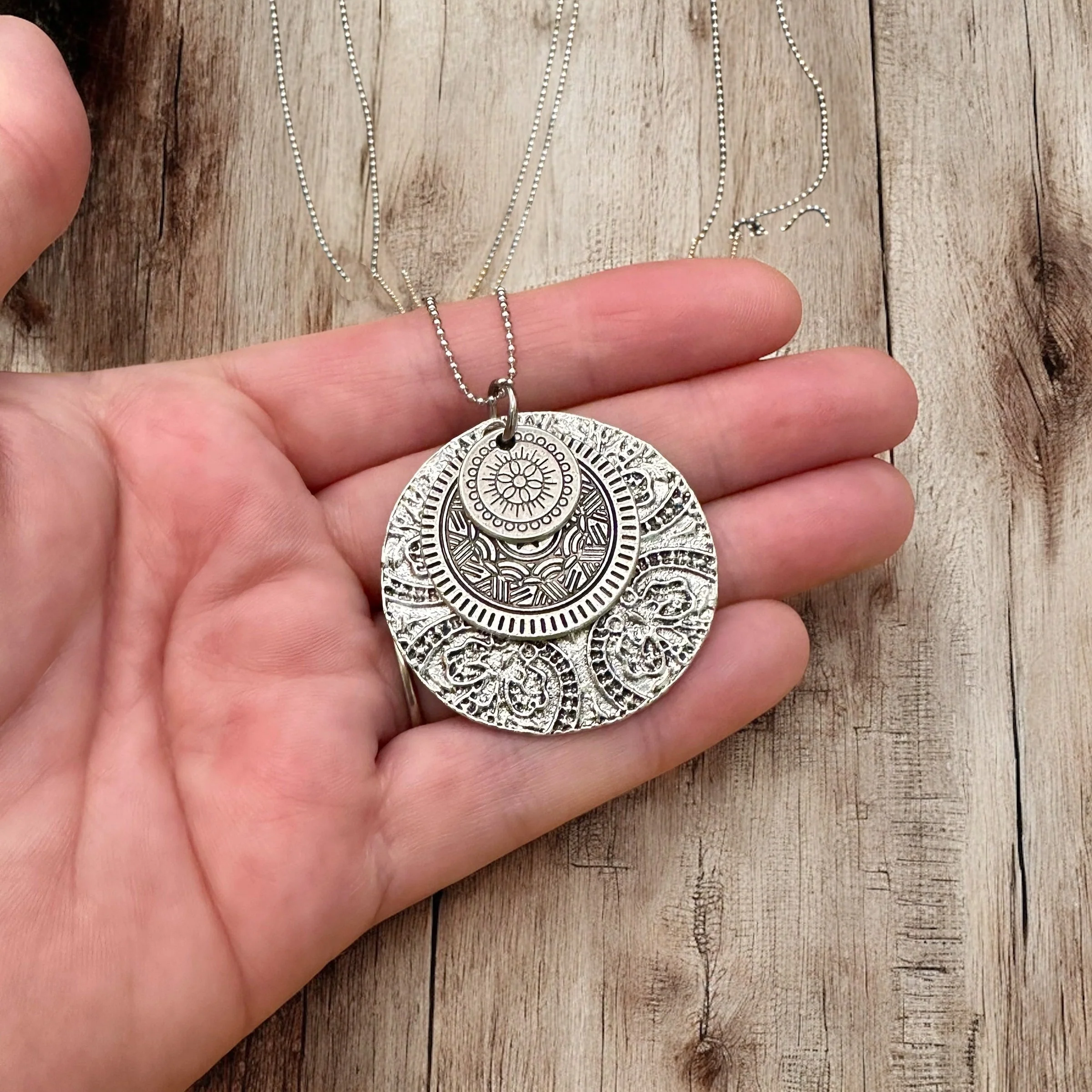 Triple Medallion Pendant Necklace - Image 2