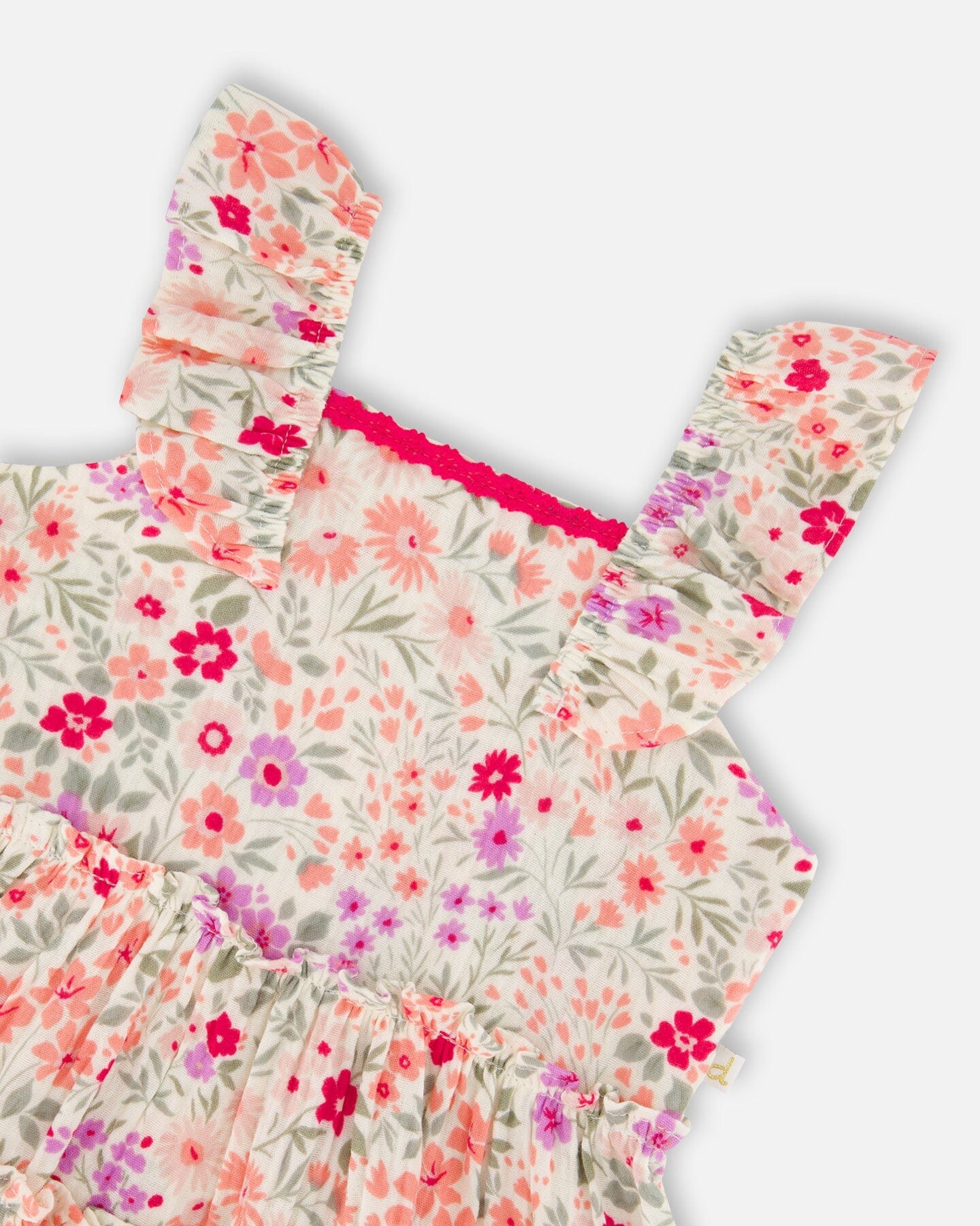Tunic And Organic Cotton Capri Set Off White Printed Flowers And Pink - Image 4