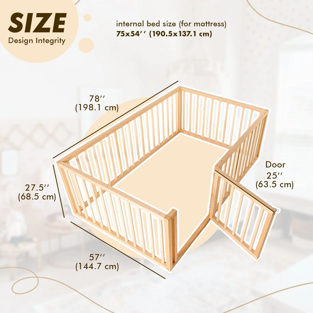 Twin Size Bed Frame for Toddlers with Fence - Image 13