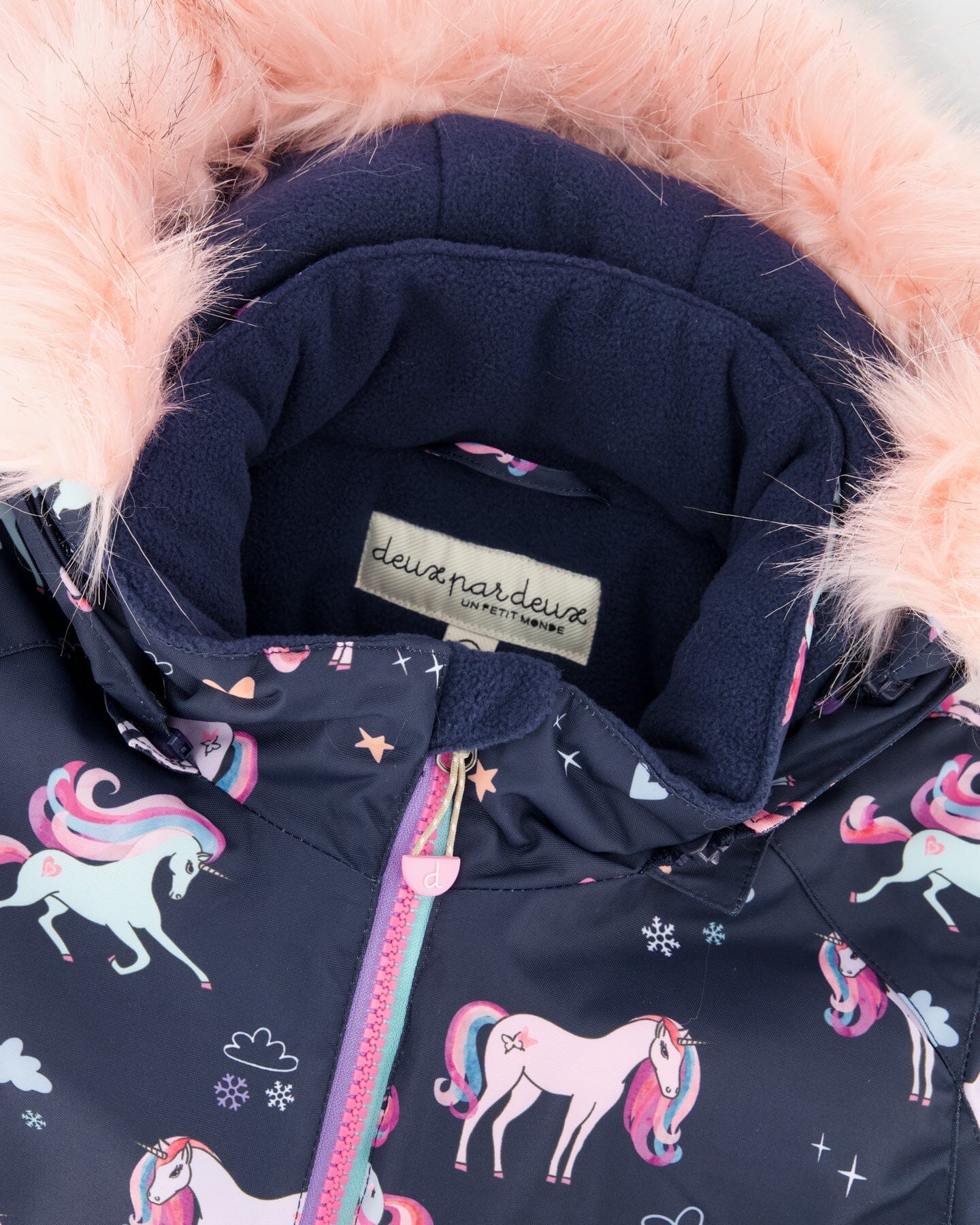 Two-Piece Play Snowsuit Navy Unicorn Print - Image 5