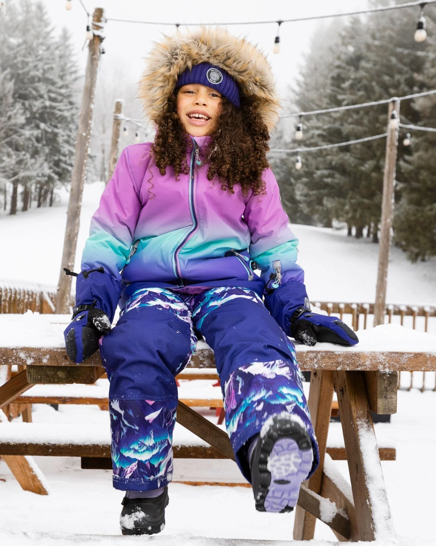 Two-Piece Play Snowsuit Purple Mountain Print - Image 2