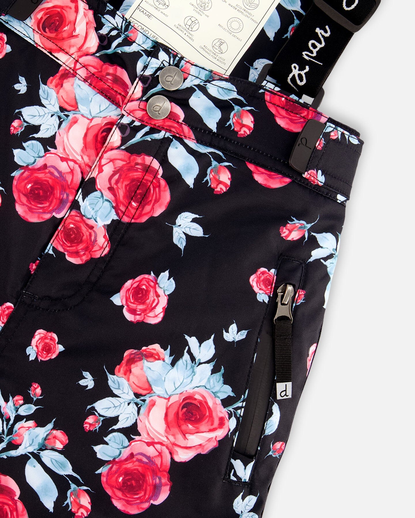 Two Piece TEKNIK Snowsuit Colorblock Black Printed Roses - Image 9