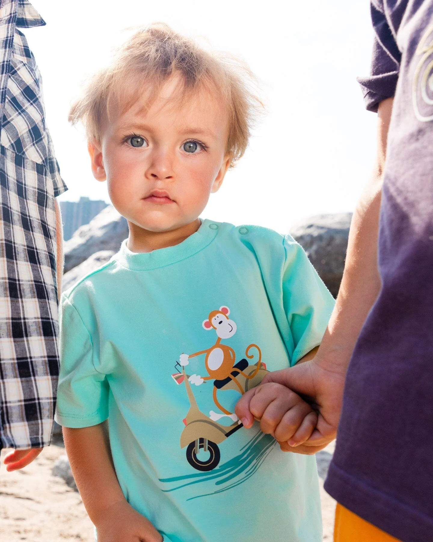 Two-Piece Top And Short Set Monkey On Navy And Turquoise Moped - Image 2