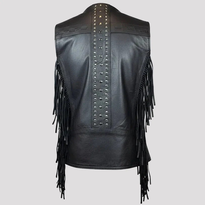 Unik International Women's Studded Fringe Vest - Image 2