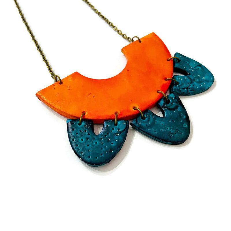 Unique Jewelry Set with Bib Necklace and Statement Earrings - Image 3