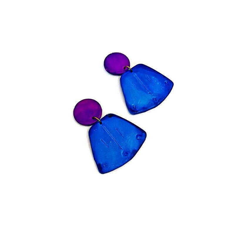 Unique Statement Necklace Handmade & Painted Blue Black Purple - Image 6