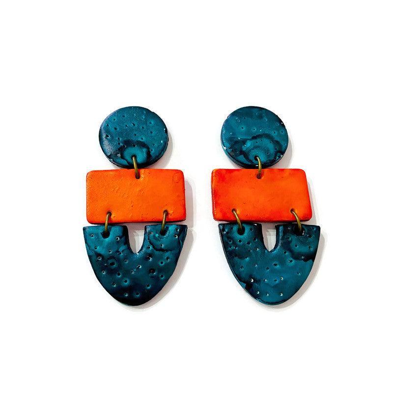Unique Statement Necklace in Orange & Teal - Image 9