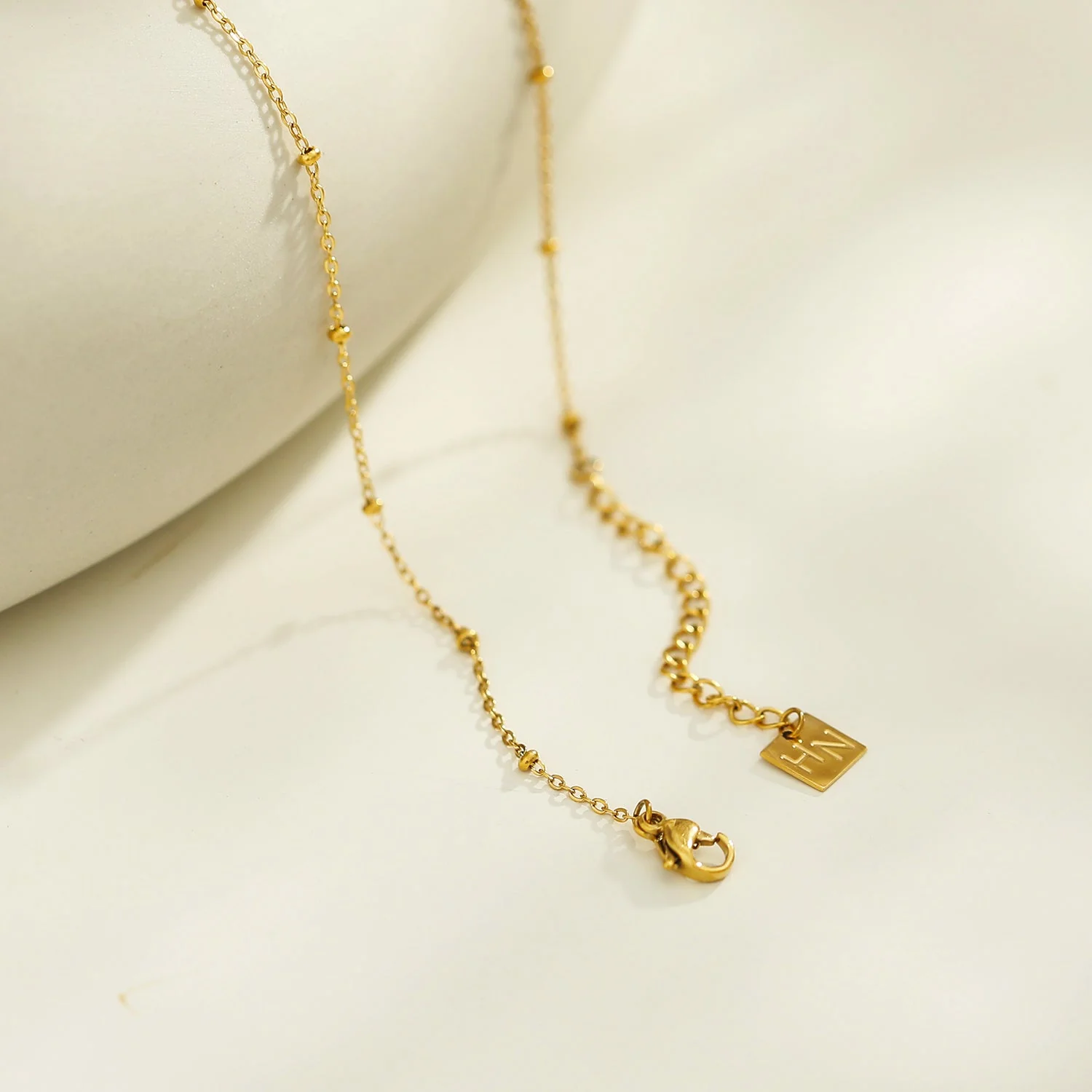 UNLOK Beaded Gold Chain with Zirconia Embellished Key Pendant - Image 10