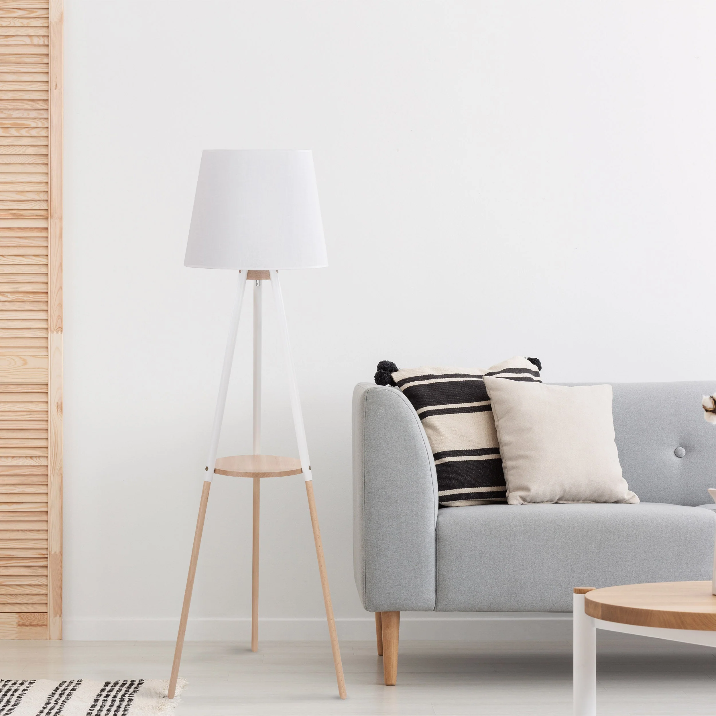 VAIO White Tray Table Floor Lamp for Living Room & Bedroom
