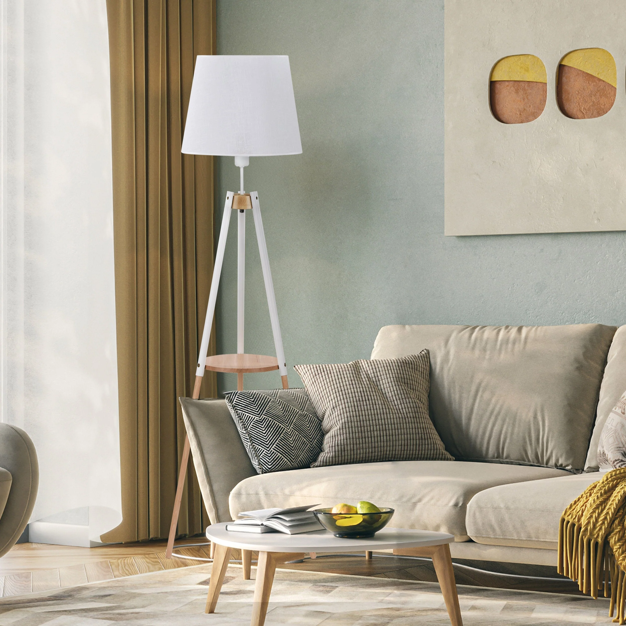 VAIO White Tray Table Floor Lamp for Living Room & Bedroom - Image 3