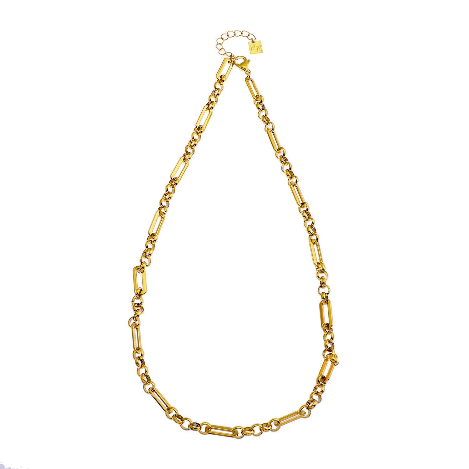 VALENCE Multi Shaped Links & Beads Subtle Statement Necklace - Image 2