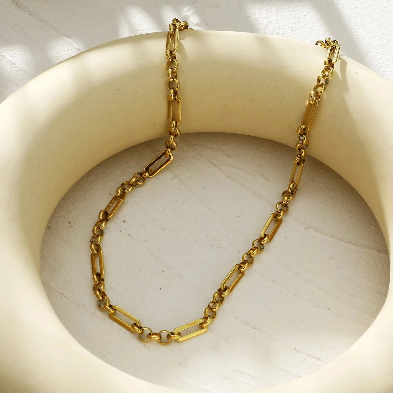 VALENCE Multi Shaped Links & Beads Subtle Statement Necklace - Image 4