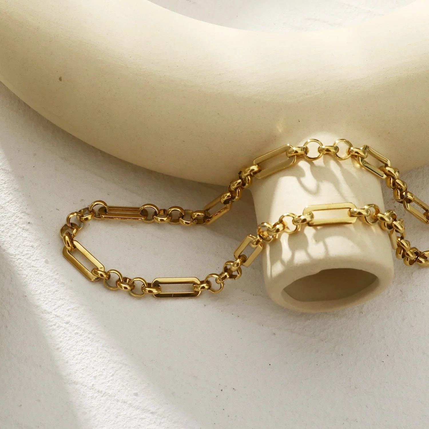 VALENCE Multi Shaped Links & Beads Subtle Statement Necklace - Image 5