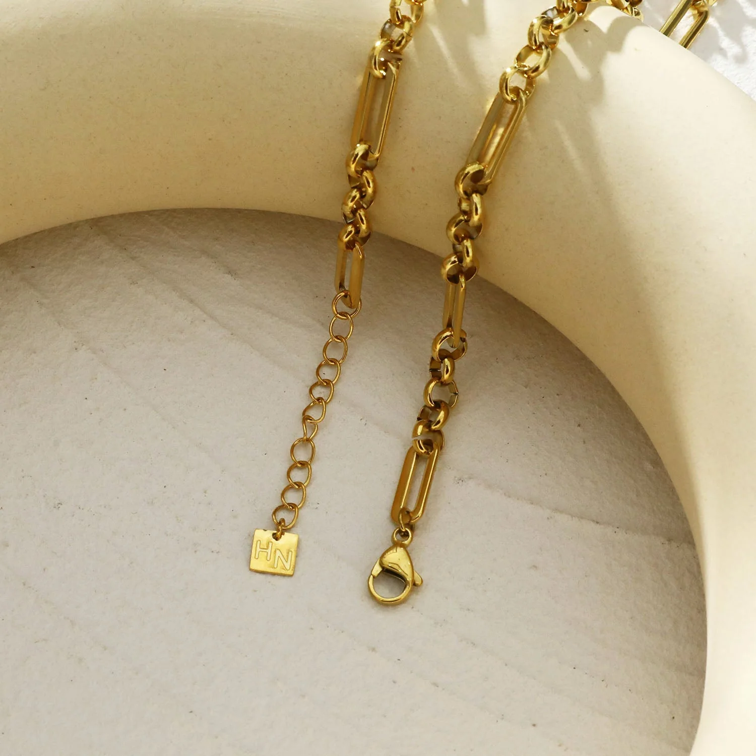 VALENCE Multi Shaped Links & Beads Subtle Statement Necklace - Image 7