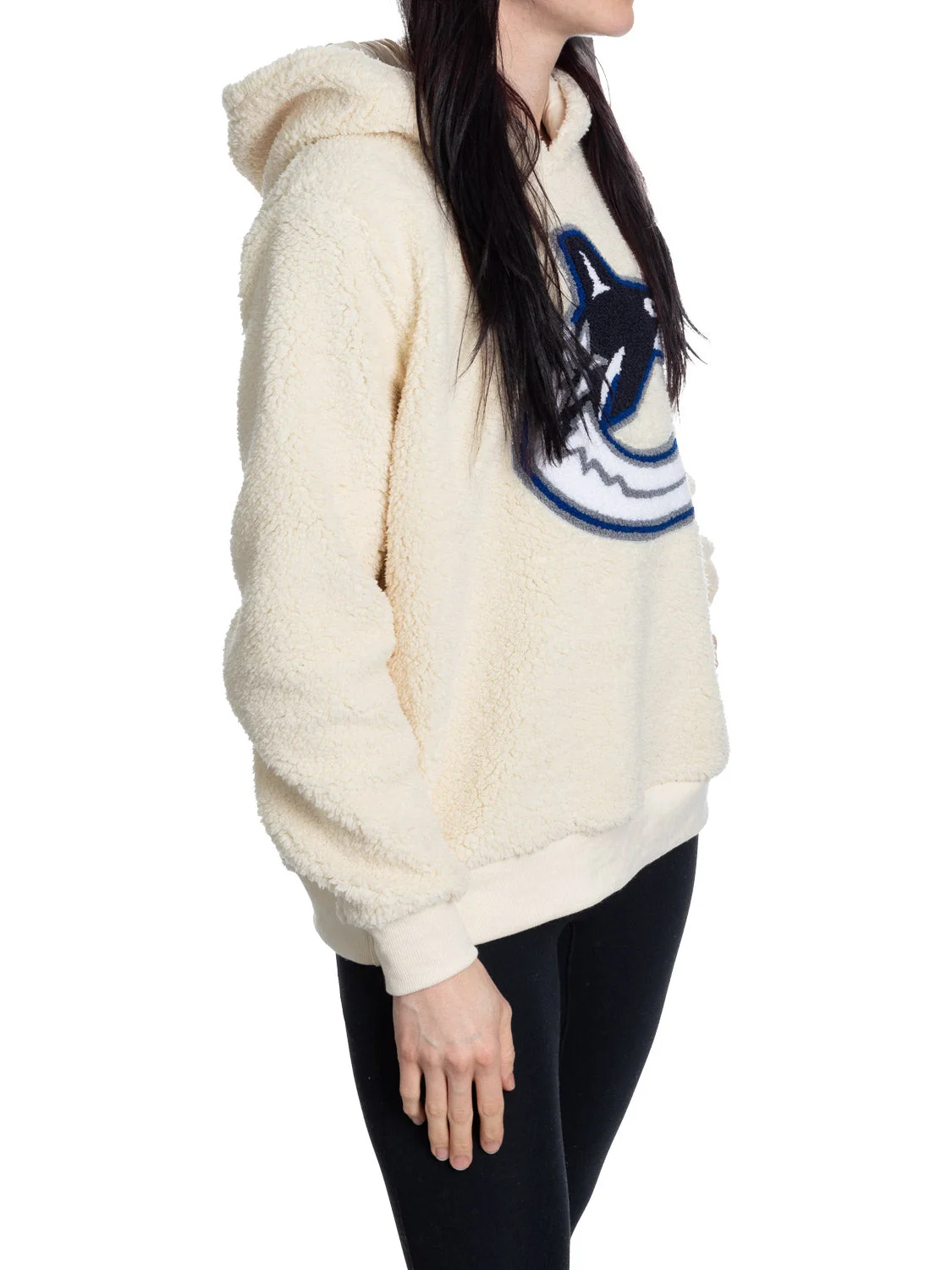 Vancouver Canucks Ladies Sherpa Hoodie with Premium Chenille Logo - Image 5