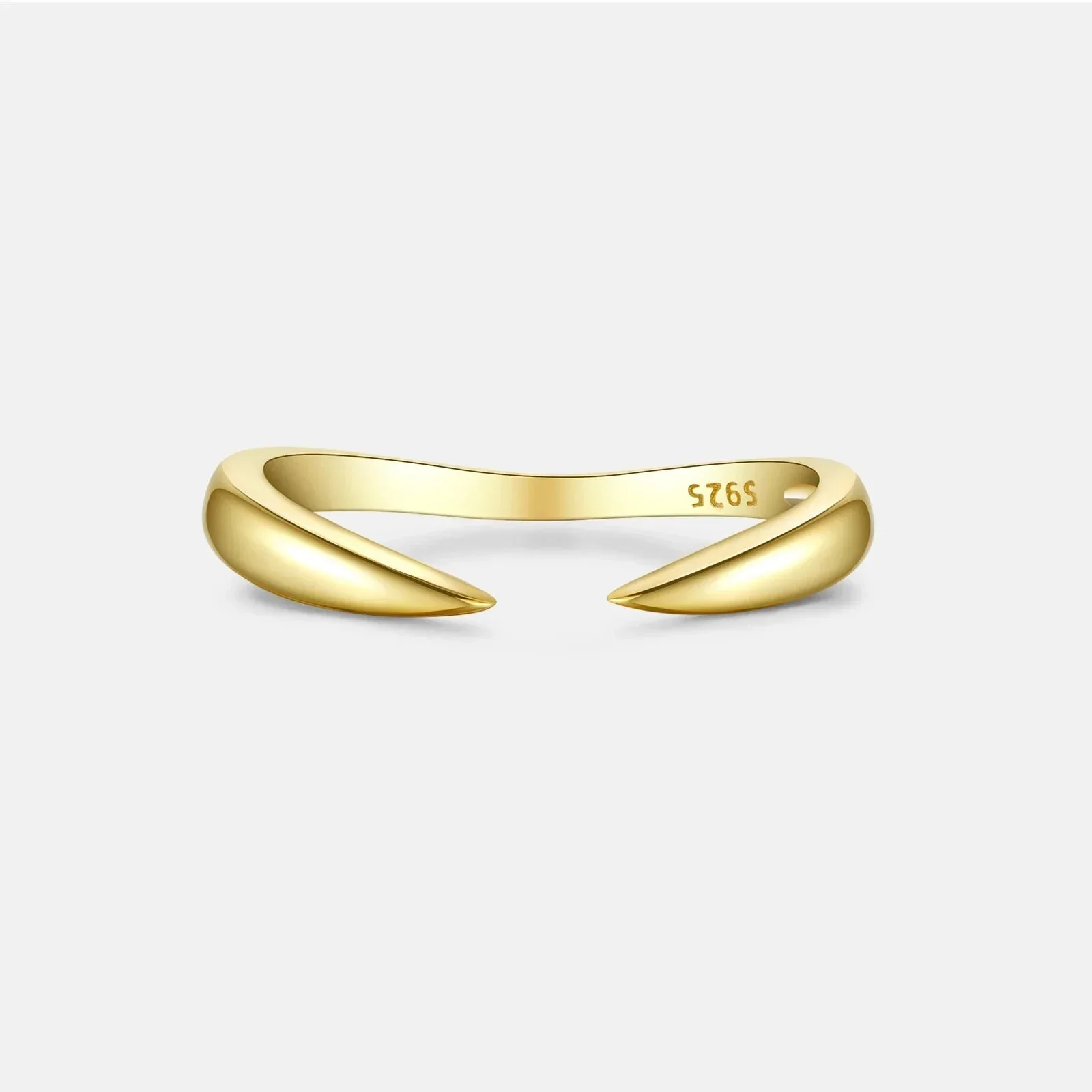 925 Sterling Silver Gold Talon Open Ring - Image 4