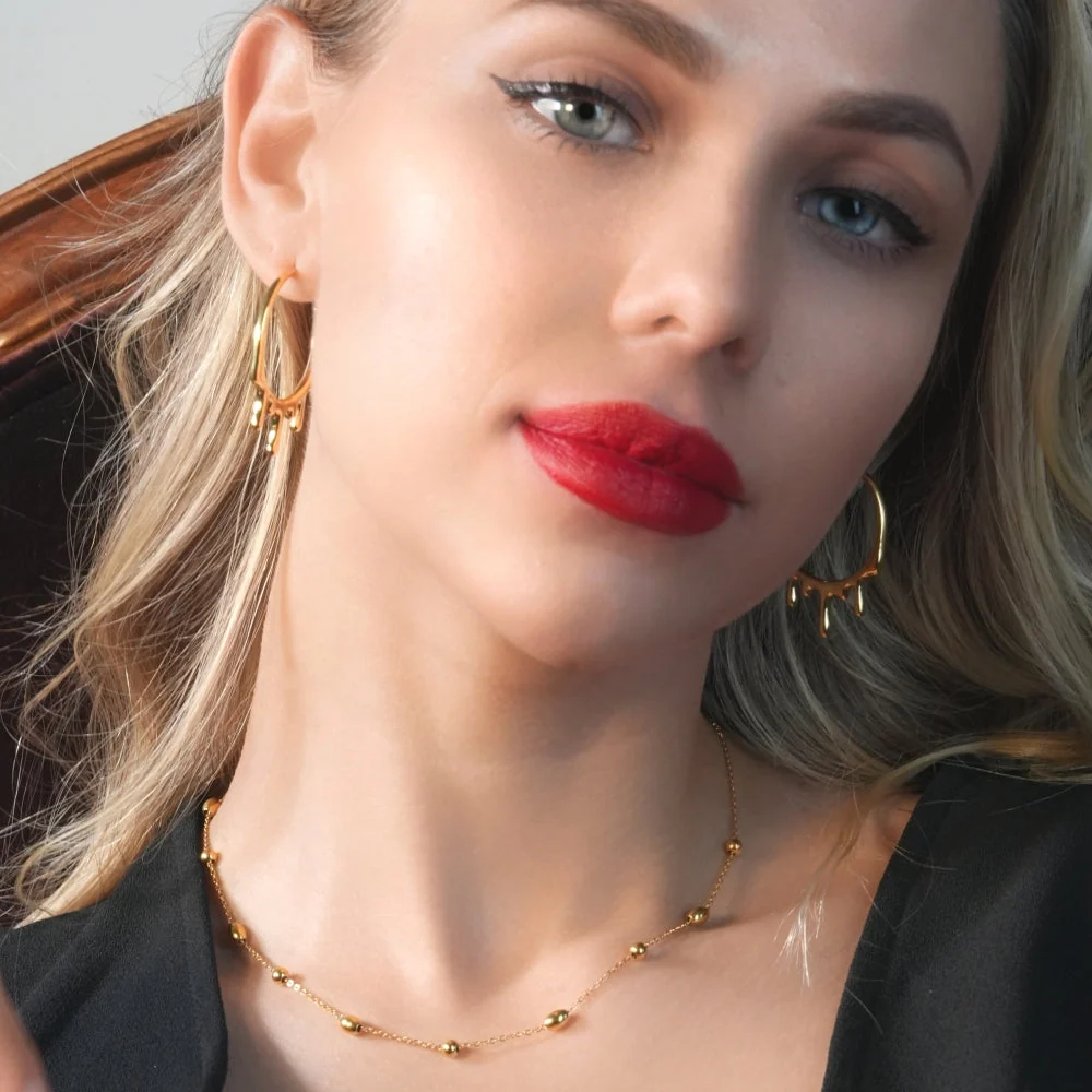 VIGO: Effortless & Essential Oval & Ball Beaded Gold Chain Necklace - Image 4