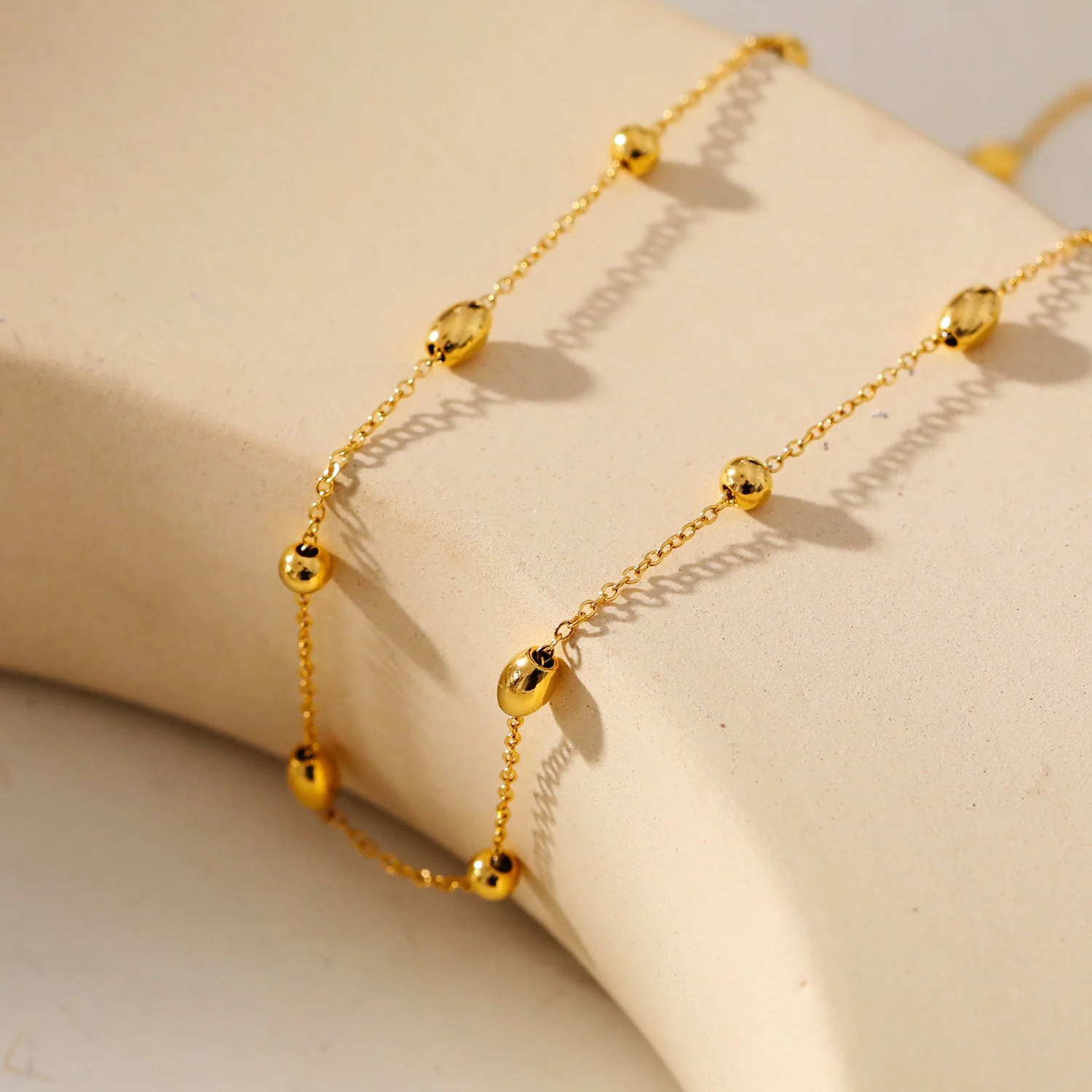 VIGO: Effortless & Essential Oval & Ball Beaded Gold Chain Necklace - Image 5