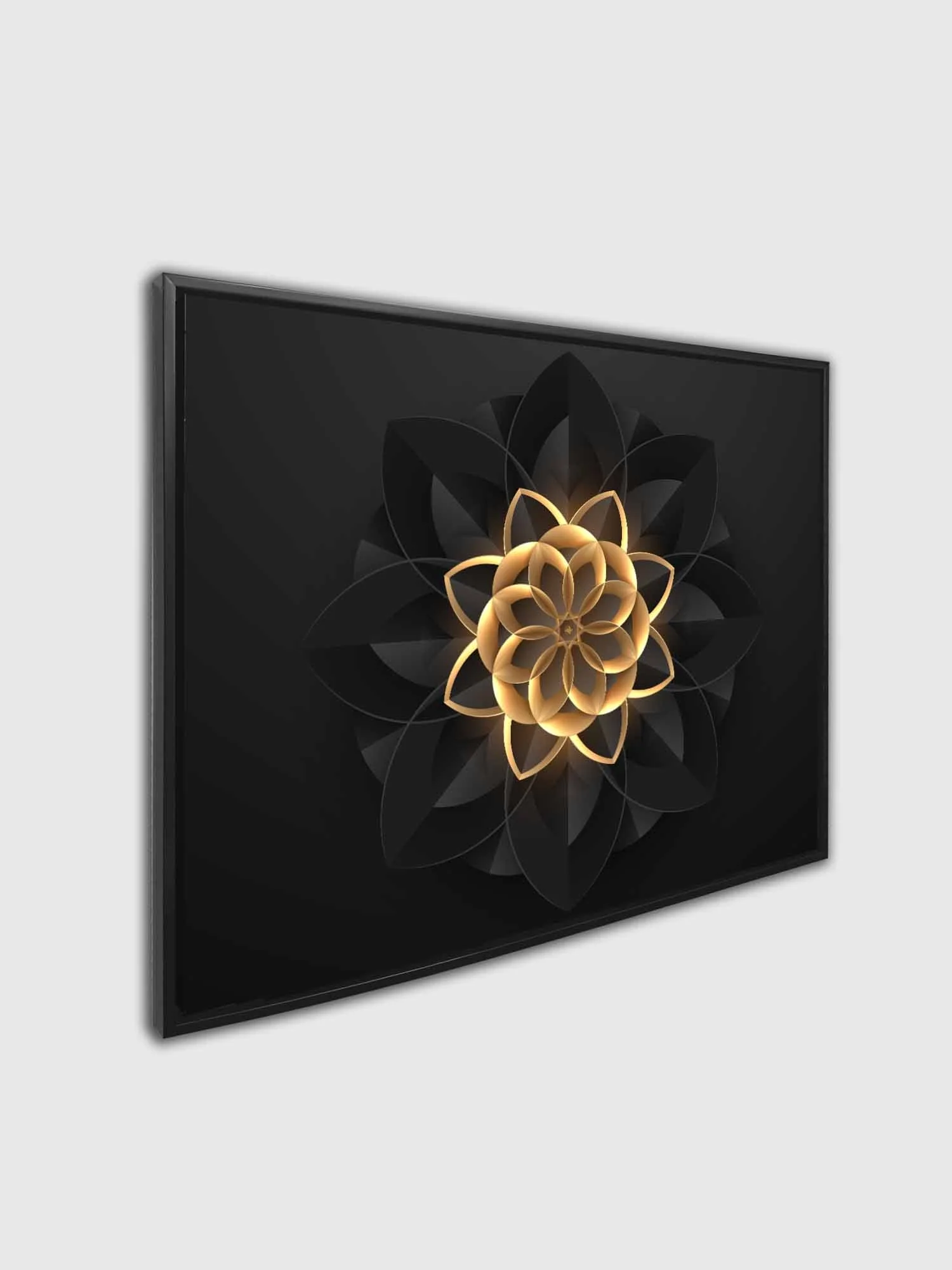 Wall Art Abstract Flower in Black and Gold- Fine and Modern wall art - Gold varnish - Image 10