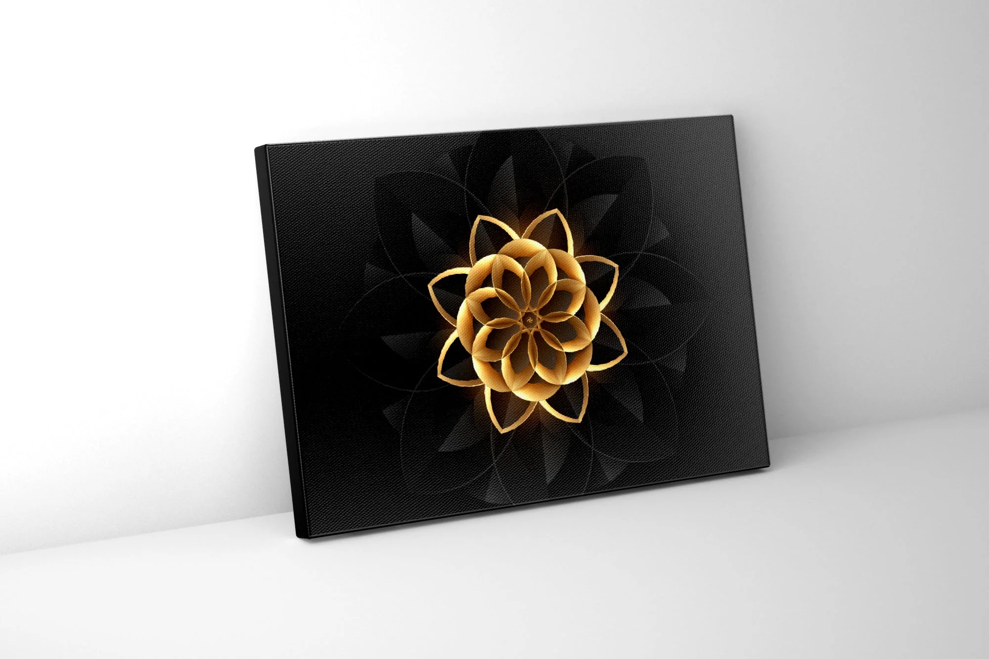 Wall Art Abstract Flower in Black and Gold- Fine and Modern wall art - Gold varnish - Image 2
