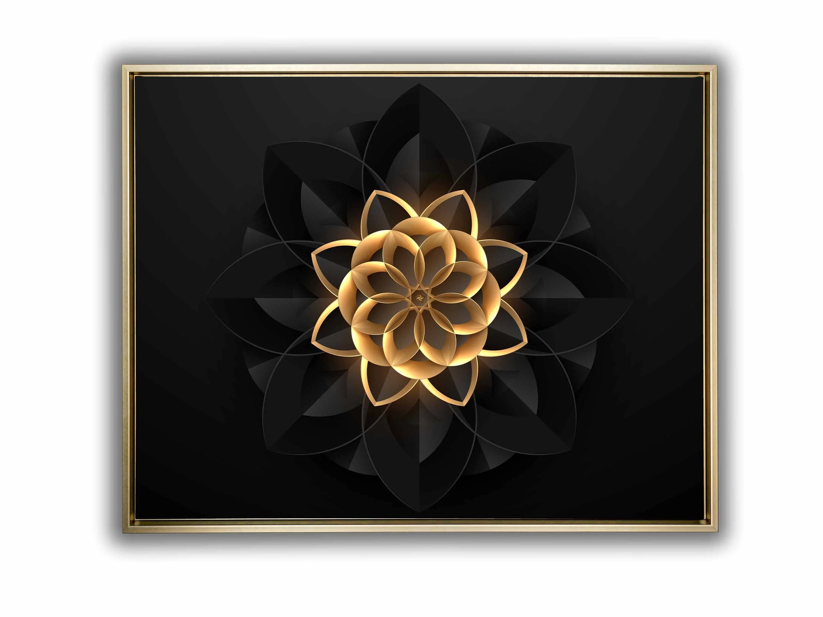 Wall Art Abstract Flower in Black and Gold- Fine and Modern wall art - Gold varnish - Image 4